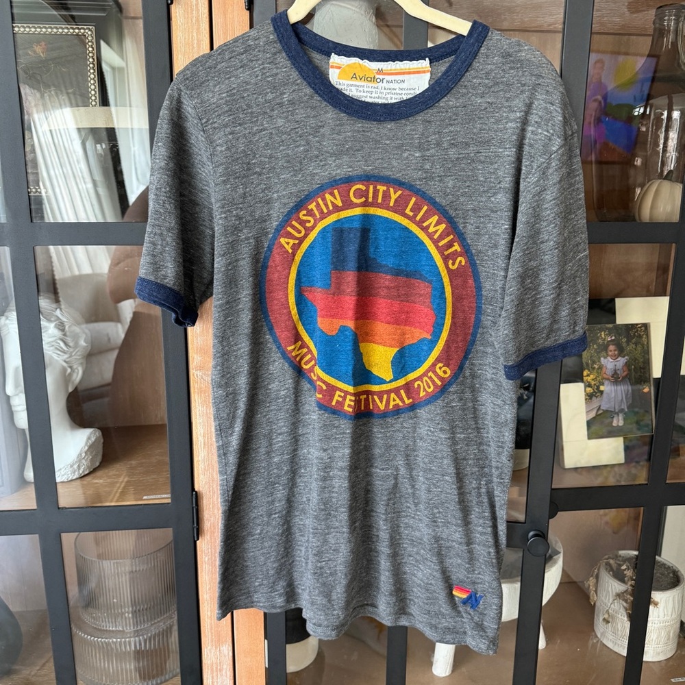 Aviator Nation Gray Tee with Colorful Austin City Limits Logo